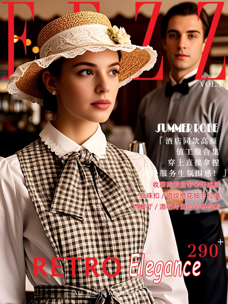 風(fēng)格典雅復(fù)古格調(diào)西式餐廳外籍服務(wù)生夏季工作服