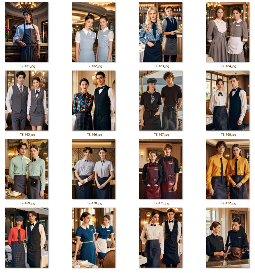 風(fēng)格典雅復(fù)古格調(diào)西式餐廳外籍服務(wù)生夏季工作服