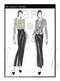 大師手繪女款秋冬職業(yè)裝設(shè)計圖1242