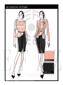 手繪修身款女秋冬職業(yè)裝設(shè)計圖1244