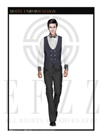 黑色馬甲款餐飲西餐服務(wù)員制服設(shè)計圖1208