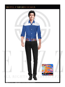 藍色炫彩時尚西餐廳服務(wù)員制服設(shè)計圖1216