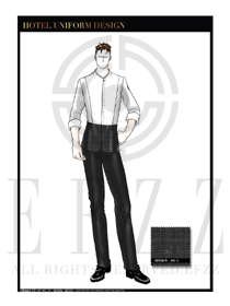 圓領(lǐng)襯衫款餐飲西餐服務(wù)員服裝設(shè)計(jì)圖1222