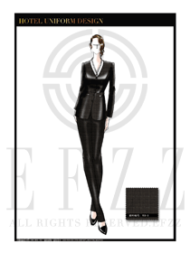 黑色女款外套餐飲西餐服務(wù)員服裝款式圖1226