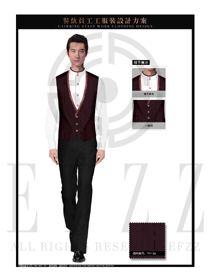棗紅色馬甲男款餐飲西餐服務(wù)員制服設(shè)計(jì)圖1229