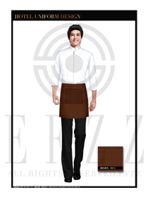 深咖啡色圍裙男款中餐傳菜員制服設(shè)計(jì)圖126