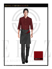 棗紅色男款外套中餐傳菜員制服設計圖134