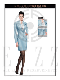 淺藍(lán)色OL時尚女秋冬職業(yè)套裙裝設(shè)計圖1281