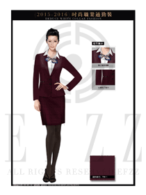 棗紅色金點(diǎn)點(diǎn)女秋冬職業(yè)裝套裙款式圖1286