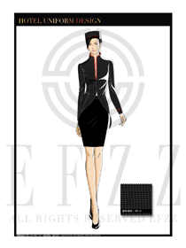 黑色時(shí)尚小千鳥格女款酒店行李生服裝款式圖1045