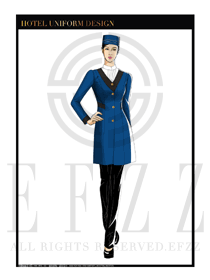藍(lán)色女款酒店行李生制服設(shè)計(jì)圖1062