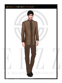 卡其色男款酒店門童服裝款式圖1093