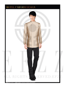 米黃色男款酒店門童制服設(shè)計(jì)圖1094