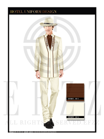 卡其色男款酒店門童服裝款式圖1100