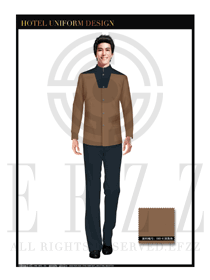 深黃色男款酒店行李生制服設(shè)計(jì)圖1107