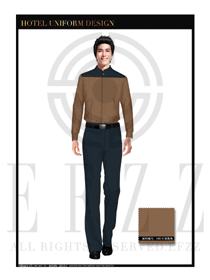 深黃色男款酒店門童行李生制服設計圖1109