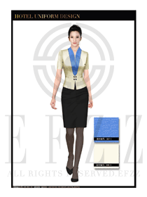 卡其色女款酒店門童服裝款式圖1114