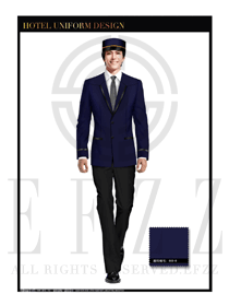 藍(lán)色男款酒店門童服裝款式圖1126
