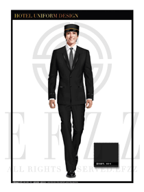 時(shí)尚黑色男款酒店行李生門(mén)童服裝款式圖1132