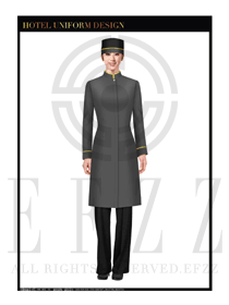 灰色女款酒店門童服裝款式圖1142