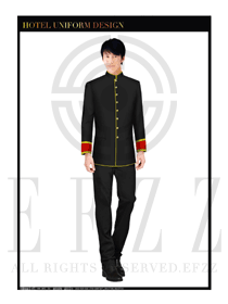 黑色時尚男款酒店門童制服設(shè)計圖1145