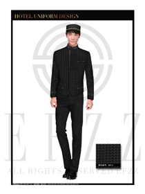 黑色時(shí)尚拼圖男款酒店門童服裝款式圖1160