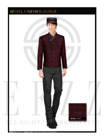 棗紅色男款酒店門童制服設(shè)計(jì)圖1163
