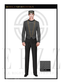 黑灰雪點(diǎn)男款酒店行李生制服設(shè)計(jì)圖1176