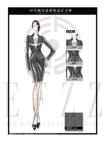 時(shí)尚灰色短裙款制服設(shè)計(jì)圖1298