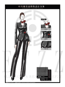 灰色女款修身職業(yè)裝制服設(shè)計圖1304