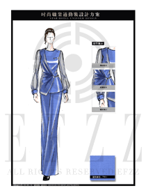天藍(lán)色修身款女職業(yè)套裝服裝款式圖1321