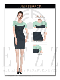 淺綠色修身款OL女職業(yè)裝制服設(shè)計(jì)圖601