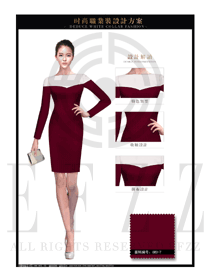 時尚棗紅色OL女款夏裝制服款式圖618