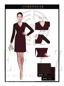 OL時尚紫紅色女職業(yè)裝夏裝制服設計圖627