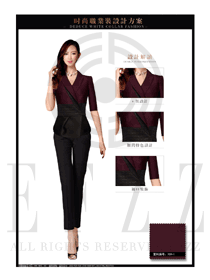 時(shí)尚棗紅色OL女款夏裝制服款式圖640