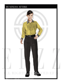 黃色簡約女款長袖工程服款式設計圖092