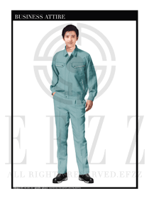 時(shí)尚淺藍(lán)色春秋款工程服服裝款式圖1005