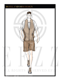 卡其色男款SPA會(huì)所服務(wù)生制服設(shè)計(jì)圖596