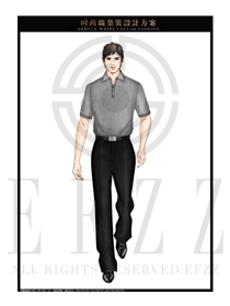 灰色男裝翻領(lǐng)T恤服裝款式圖074