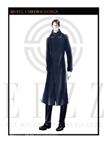 時尚深藍色男裝大衣服裝款式圖100