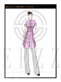 大師手繪粉紅色水療SPA會(huì)所咨客迎賓制服設(shè)計(jì)圖420
