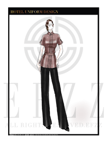 咖啡色大堂總臺收銀接待員工制服設(shè)計圖369