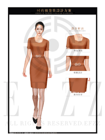 OL時尚橙色女職業(yè)裝夏裝制服設計圖657