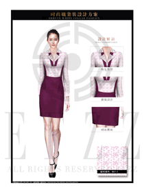 OL時(shí)尚玫紅色女職業(yè)裝夏裝制服設(shè)計(jì)圖661