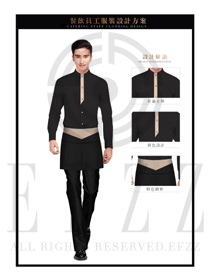 時(shí)尚黑色男款快餐服務(wù)生服裝款式圖211