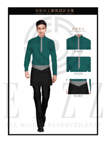深綠色男款快餐服務(wù)生制服設(shè)計(jì)圖212