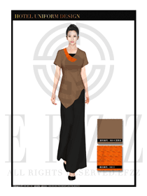 深黃色女款按摩技師美容師工作制服款式設計圖1321