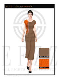 時尚橙色女款按摩技師美容師工作制服設(shè)計(jì)圖1324