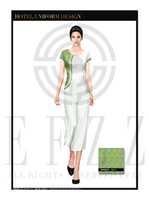 綠色女款按摩技師美容師工作制服款式設(shè)計(jì)圖1325