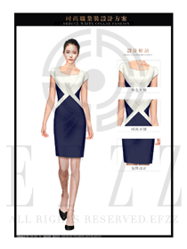 深藍色OL女款夏裝制服款式圖666